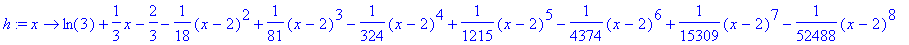 h := proc (x) options operator, arrow; ln(3)+1/3*x-...