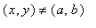 (x, y) <> (a, b)