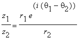 z[1]/z[2] = r[1]*e^(i*(theta[1]-theta[2]))/r[2]