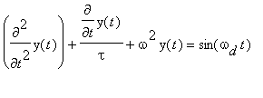 diff(y(t),`$`(t,2))+diff(y(t),t)/tau+omega^2*y(t) =...