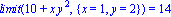 limit(10+x*y^2, {x = 1, y = 2}) = 14