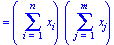 `` = (Sum(x[i], i = 1 .. n))*(Sum(x[j], j = 1 .. m))