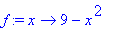 f := proc (x) options operator, arrow; 9-x^2 end pr...