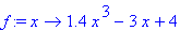 f := proc (x) options operator, arrow; 1.4*x^3-3*x+...