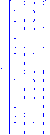 A := matrix([[0, 0, 0, 0], [1, 0, 0, 0], [0, 1, 0, ...