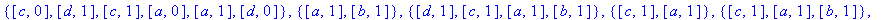 TXY := {{[a, 0], [a, 1], [b, 0], [b, 1]}, {[a, 0], ...