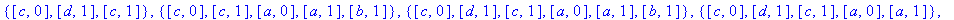 TXY := {{[a, 0], [a, 1], [b, 0], [b, 1]}, {[a, 0], ...