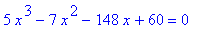 5*x^3-7*x^2-148*x+60 = 0