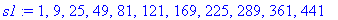 s1 := 1, 9, 25, 49, 81, 121, 169, 225, 289, 361, 44...