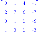 matrix([[0, 1, 4, -1], [2, 7, 6, -7], [0, 1, 2, -5]...