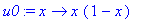 u0 := proc (x) options operator, arrow; x*(1-x) end...