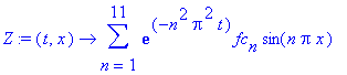 Z := proc (t, x) options operator, arrow; sum(exp(-...