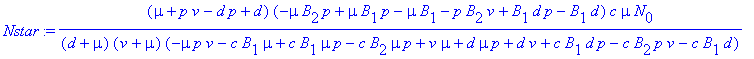 Nstar := (mu+p*v-d*p+d)*(-mu*B[2]*p+mu*B[1]*p-mu*B[...