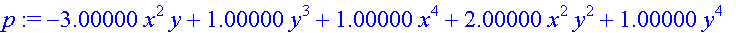p := -3.00000*x^2*y+1.00000*y^3+1.00000*x^4+2.00000...
