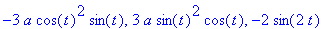 -3*a*cos(t)^2*sin(t), 3*a*sin(t)^2*cos(t), -2*sin(2*t)