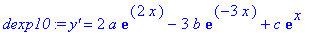 dexp10 := `y'` = 2*a*exp(2*x)-3*b*exp(-3*x)+c*exp(x)