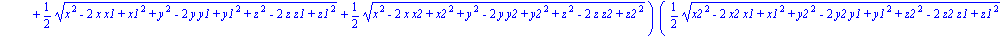 1/4*(x2^2-2*x2*x1+x1^2+y2^2-2*y2*y1+y1^2+z2^2-2*z2*z1+z1^2)*(2*(x2^2-2*x2*x1+x1^2+y2^2-2*y2*y1+y1^2+z2^2-2*z2*z1+z1^2)*r-2*((x2^2-2*x2*x1+x1^2+y2^2-2*y2*y1+y1^2+z2^2-2*z2*z1+z1^2)*(x^2-2*x*x2+x2^2+y^2...