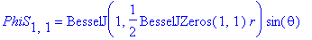PhiS[1,1] = BesselJ(1,1/2*BesselJZeros(1,1)*r)*sin(theta)
