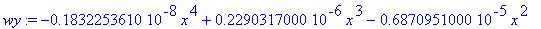 wy := -.183225361e-8*x^4+.229031700e-6*x^3-.68709510e-5*x^2