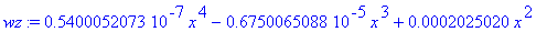 wz := .5400052073e-7*x^4-.6750065088e-5*x^3+.2025019527e-3*x^2