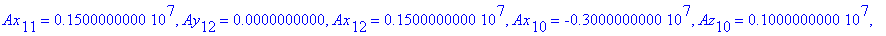 {S[8] = -.5406152952e-3, S[1] = 559016.9946, S[26] = -750000.0000, S[3] = 559016.9946, S[24] = -750000.0000, S[23] = -750000.0000, S[9] = 559016.9946, S[6] = 559016.9946, S[22] = -750000.0000, S[7] = 5...