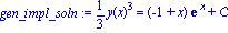 gen_impl_soln := 1/3*y(x)^3 = (-1+x)*exp(x)+C