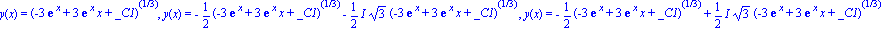 y(x) = (-3*exp(x)+3*exp(x)*x+_C1)^(1/3), y(x) = -1/2*(-3*exp(x)+3*exp(x)*x+_C1)^(1/3)-1/2*I*3^(1/2)*(-3*exp(x)+3*exp(x)*x+_C1)^(1/3), y(x) = -1/2*(-3*exp(x)+3*exp(x)*x+_C1)^(1/3)+1/2*I*3^(1/2)*(-3*exp...