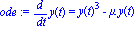 ode := diff(y(t), t) = y(t)^3-mu*y(t)
