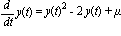 diff(y(t), t) = y(t)^2-2*y(t)+mu