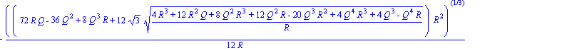 {y = 0}, {y = 1/6*((72*R*Q-36*Q^2+8*Q^3*R+12*3^(1/2)*((4*R^3+12*R^2*Q+8*Q^2*R^3+12*Q^2*R-20*Q^3*R^2+4*Q^4*R^3+4*Q^3-Q^4*R)/R)^(1/2))*R^2)^(1/3)/R+2/3*(-3*R-3*Q+Q^2*R)/((72*R*Q-36*Q^2+8*Q^3*R+12*3^(1/2...