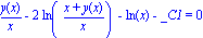 y(x)/x-2*ln((x+y(x))/x)-ln(x)-_C1 = 0