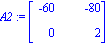 A2 := Matrix([[-60, -80], [0, 2]])