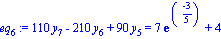 eq[6] := 110*y[7]-210*y[6]+90*y[5] = 7*exp((-3)/5)+4