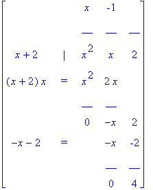 matrix([[` `, ` `, x, -1, ` `], [` `, ` `, __, __, ...