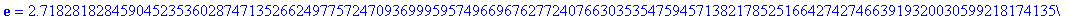 exp(1) = 2.7182818284590452353602874713526624977572...