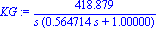 KG := 418.8790206/(s*(.5647135717*s+1.))