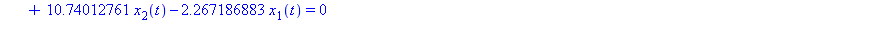 5*(diff(diff(x[2](t), t), t))+(5*alpha+8.472940727*beta)*(diff(x[2](t), t))+2.267186883*beta*(diff(x[2](t), t))-2.267186883*beta*(diff(x[1](t), t))+10.74012761*x[2](t)-2.267186883*x[1](t) = 0