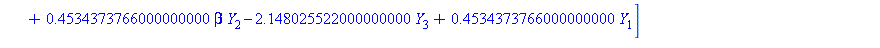 [Yp[1] = Y[2], Yp[2] = -1/2*(2*alpha+2.028864161*beta)*Y[2]-1.133593441500000000*beta*Y[2]+1.133593441500000000*beta*Y[4]-2.148025522000000000*Y[1]+1.133593441500000000*Y[3], Yp[3] = Y[4], Yp[4] = -1/...