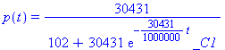 p(t) = 30431/(102+30431*exp(-30431/1000000*t)*_C1)