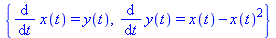 {diff(x(t), t) = y(t), diff(y(t), t) = x(t)-x(t)^2}