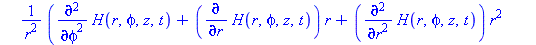 pde2 := ((diff(H(r, phi, z, t), `$`(phi, 2)))+(diff(H(r, phi, z, t), r))*r+(diff(H(r, phi, z, t), `$`(r, 2)))*r^2+(diff(H(r, phi, z, t), `$`(z, 2)))*r^2)/r^2-k^2*n^2*(diff(H(r, phi, z, t), `$`(t, 2)))...