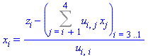 x[i] = (z[i]-(Sum(u[i, j]*x[j], j = i+1 .. 4))[i = 3 .. 1])/u[i, i]