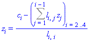z[i] = (c[i]-(Sum(l[i, j]*z[j], j = 1 .. i-1))[i = 2 .. 4])/l[i, i]