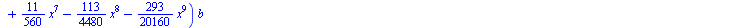 y(x) = `+`(`*`(`+`(1, `-`(`*`(`/`(1, 2), `*`(`^`(x, 2)))), `-`(`*`(`/`(1, 6), `*`(`^`(x, 3)))), `*`(`/`(1, 12), `*`(`^`(x, 4))), `*`(`/`(3, 40), `*`(`^`(x, 5))), `-`(`*`(`/`(17, 720), `*`(`^`(x, 6))))...