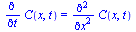 diff(C(x, t), t) = diff(diff(C(x, t), x), x)