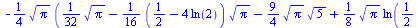 `+`(`-`(`*`(`/`(1, 4), `*`(`^`(Pi, `/`(1, 2)), `*`(`+`(`*`(`/`(1, 32), `*`(`^`(Pi, `/`(1, 2)))), `-`(`*`(`/`(1, 16), `*`(`+`(`/`(1, 2), `-`(`*`(4, `*`(ln(2))))), `*`(`^`(Pi, `/`(1, 2)))))), `-`(`*`(`/...