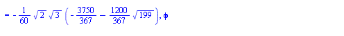{theta = `+`(`-`(arctan(`+`(`/`(`*`(`/`(1, 2832828960), `*`(`^`(3, `/`(1, 2)), `*`(`^`(`+`(94606, `-`(`*`(1200, `*`(`^`(199, `/`(1, 2)))))), `/`(1, 2)), `*`(`+`(3383520, `-`(`*`(106800, `*`(`^`(199, `...