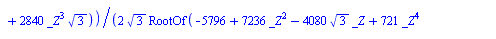 {y = `+`(`-`(`/`(`*`(`/`(3, 16), `*`(`^`(2, `/`(1, 2)), `*`(`+`(`*`(34, `*`(`^`(3, `/`(1, 2)))), `*`(3, `*`(`^`(3, `/`(1, 2)), `*`(`^`(RootOf(`+`(`-`(5796), `*`(7236, `*`(`^`(_Z, 2))), `-`(`*`(4080, `...