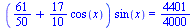 `*`(`+`(`/`(61, 50), `*`(`/`(17, 10), `*`(cos(x)))), `*`(sin(x))) = `/`(4401, 4000)