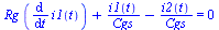 `+`(`*`(Rg, `*`(diff(i1(t), t))), `/`(`*`(i1(t)), `*`(Cgs)), `-`(`/`(`*`(i2(t)), `*`(Cgs)))) = 0